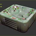 Modern Square Hot Tub With Multiple Jets And Control Panel For Home Relaxation 3d model