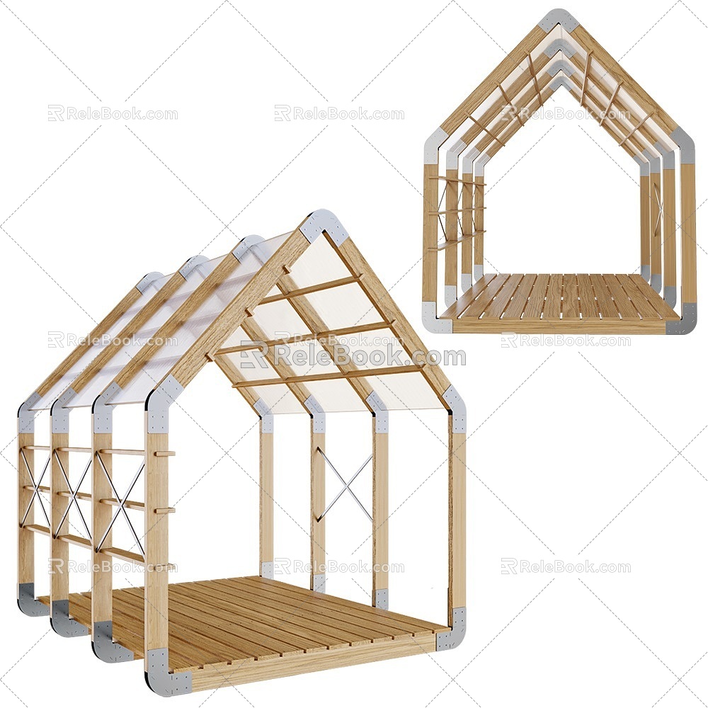 Modern Corridor Frame Courtyard Wooden Tent Rack 3d model