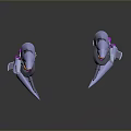 Twin Sci-Fi Weapons 3D Model Featuring Futuristic Design Metallic Finish And Purple Accents
