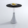 Modern Coffee Table with Black Top White Base and Lemon on White Plate 3d model