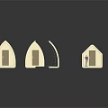 Playful Cartoon House Miniature Models With Curved And Pointed Roofs And Small Doors