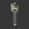 Futuristic Sci Fi Weapon With Metallic Frame Neon Blue Accents And Advanced Barrel Design