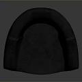 Black Leather Upholstered Chair With Curved Armrests Circular Cutout And Silver Metal Base