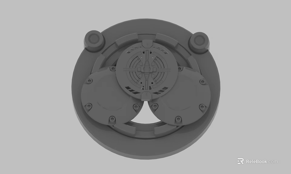 Gray Circular Industrial Mechanical Component Featuring Multiple Discs And Screw Holes 3d model 
