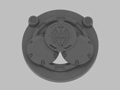 Gray Circular Industrial Mechanical Component Featuring Multiple Discs And Screw Holes 3d model