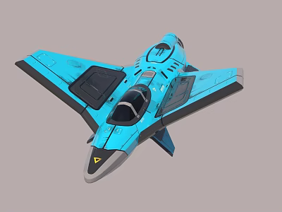 Modern Blue Fighter Jet With Cockpit Aerodynamic Wings And Sleek Design 3d model