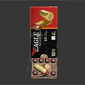Eagle Brand Ammunition Box Containing 10 Rounds With Golden Casings And Red Black Design
