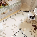 Light Luxury Toilet Floor Stone Collage 3d model