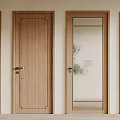 Wooden Swing Doors With Glass Panel And Modern Design For Home Interiors 3d model