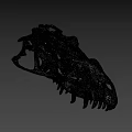 Detailed Dinosaur Skull Fossil With Anatomical Skeletal Structure On Gray Background