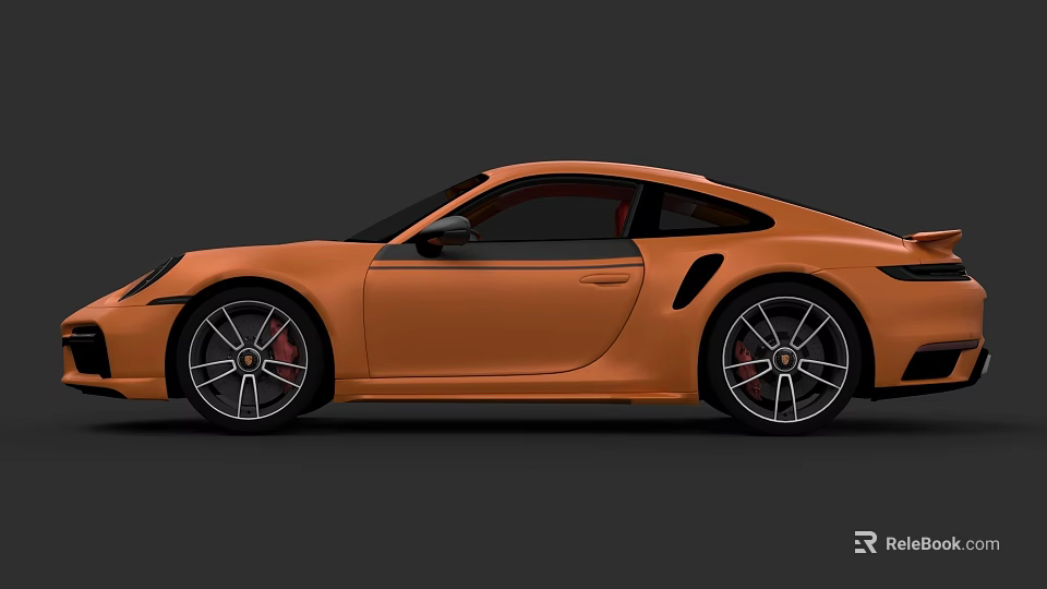 Orange Sports Car With Sleek Design Large Alloy Wheels And Black Windows 3d model 