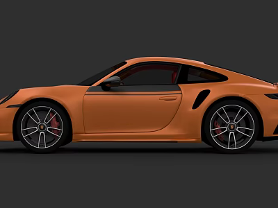 Orange Sports Car With Sleek Design Large Alloy Wheels And Black Windows 3d model