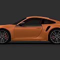 Orange Sports Car With Sleek Design Large Alloy Wheels And Black Windows