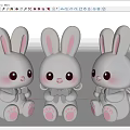 Cute Three White Rabbit Dolls With Big Eyes Pink Ears Bow Ties And Soft Paws