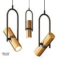 Modern Gold Pendant Lights with Black Metal Frame and Cylindrical Design