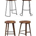 Modern Wooden Bar Stools With Round Seat And Cross Support Leg Design