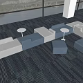 Modern Sofa Coffee Table Combination Interior With Gray Blue White Seats And Large Windows 3d model