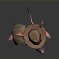 Cartoon Mouse Character Wearing Brown Hat And Orange Coat Carrying Bag Standing Pose
