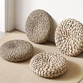 Woven Round Floor Cushions In Natural Material For Living Room Seating
