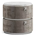 Modern Gray Fabric Bedside Tables With Silver Handles And Metal Bases