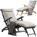 Comfortable Modern Lounge Chair With Black Metal Wooden Frame Gray Blue Cushion And Gray Blanket