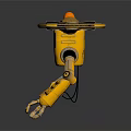 Yellow Robot Drone With Mechanical Legs Propellers Claws And Display Screen