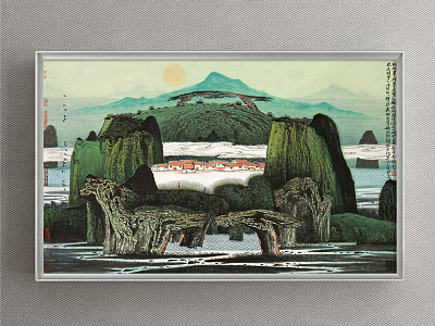 New Chinese Landscape Painting Green Entrance Landscape model