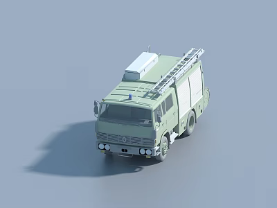 Green Volvo Fire Truck With Ladder And White Top Equipment 3d model