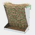 Hay Feeder with Green Metal Frame and Bottom Tray for Livestock Feeding