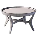 Round Modern Dining Table With Light Colored Surface And Wooden Crossed Legs 3d model