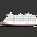 Two Detailed Cruise Ship Models With Colorful Decks And Structures