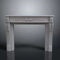 Classical White Fireplace Interior Design With Carved Details And Decorative Columns 3d model