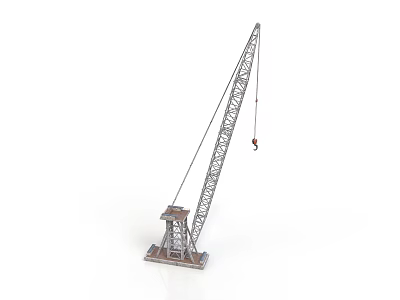 Construction Tower Crane With Metal Frame Structure And Lifting Hook 3d model