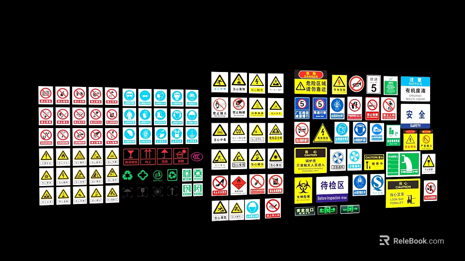Essential Road Infrastructure Featuring Various Traffic Warning Regulatory And Guide Signs 3d model 