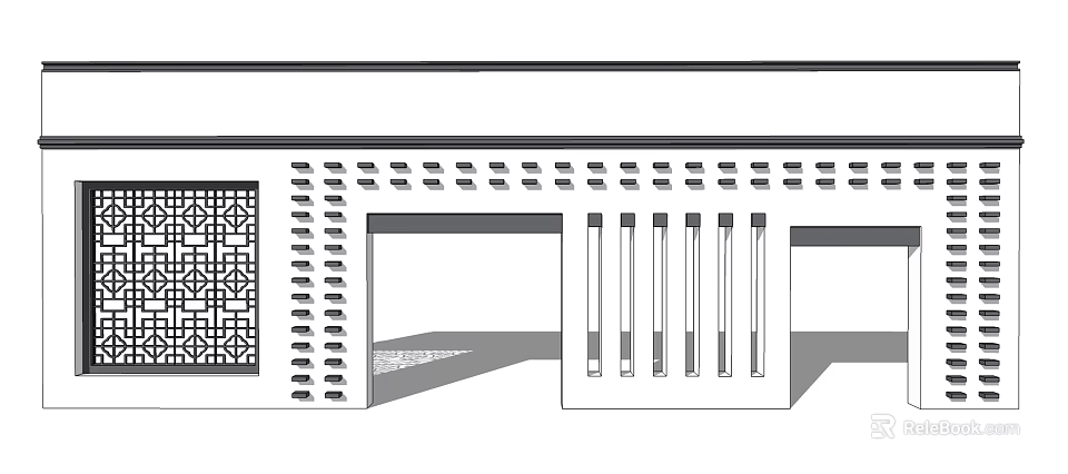 Modern Feature Wall Design With Lattice Patterns Vertical Slats And Structured Sections 3d model