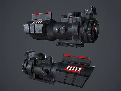 Tactical Dual Mounted Weapon Scope With Red ELITE Text And Red Indicator Lights Design 3d model
