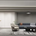 Modern Home Theater Interior With Large Projection Screen Comfortable Sofa Armchair And Area Rug