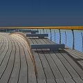 Modern Wavy Wooden Texture Landscape Bridge Spanning Water Near Roadside