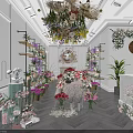 Charming Flower Shop Featuring Various Colorful Blooms Shelves Green Plants And Decorative Wreaths