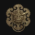 Traditional Chinese Metal Door Knocker With Lion Head Design And Cloud Patterns