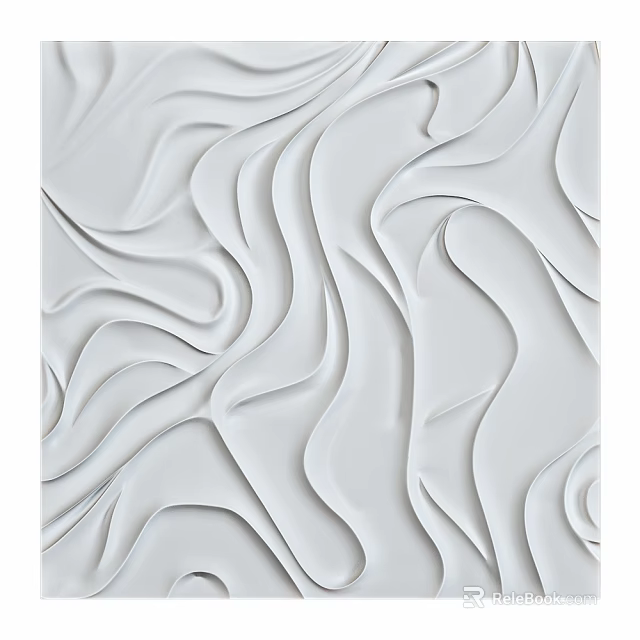 White Wavy 3D Textured Wall Decor For Modern Interior Design 3d model
