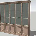 Traditional Wooden Wine Cabinet With Glass Doors And Multiple Shelves Design