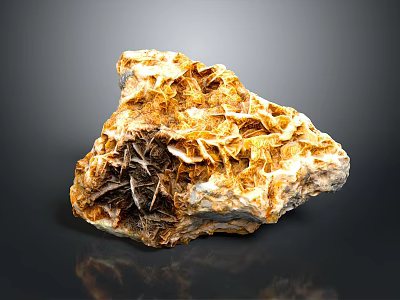 Natural Stone With Wood Like Texture And Golden Brown Crystalline Surface 3d model