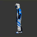 Blue And White Snowflake Pattern Ski Suit With Hooded Design And Winter Outfit