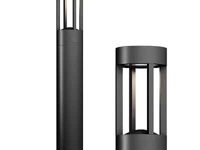 Minimalist Modern Black Floor Lamp With Cylindrical Design And Illuminated Hollow Structure 3d model