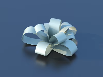 Elegant Light Blue Ribbon Bow Decoration On Dark Blue Background 3d model