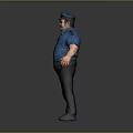 Cartoon Police Officer In Blue Uniform With Cap And Sunglasses Standing