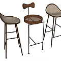 Three Modern Bar Stools With Different Designs Wooden Seats And Metal Frames
