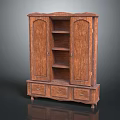 Traditional Wooden Cabinet With Carved Design Drawers Shelves And Storage Space