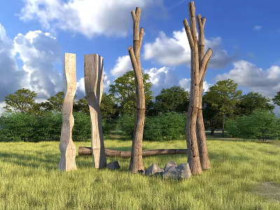 Modern trunk deadwood landscape sketch old wood 3d model